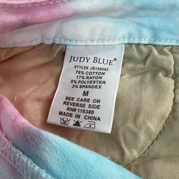 Judy Blue Tie Dye Cut Off Jean Shorts Size M Denim Pink Blue Yellow - Picture 10 of 15